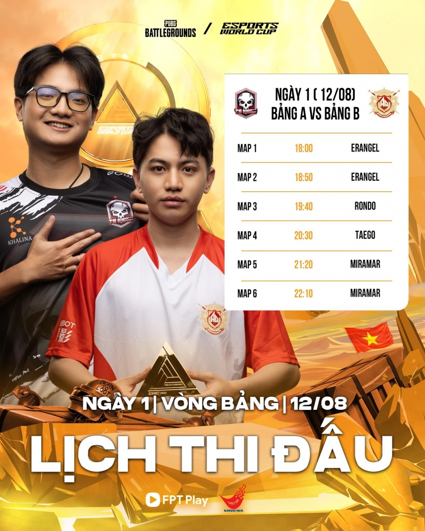 Lịch thi đấu vòng bảng với 3 bảng A, B, C