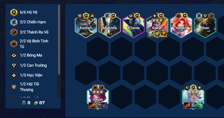 Cuối game đội hình Xayah Hộ Vệ