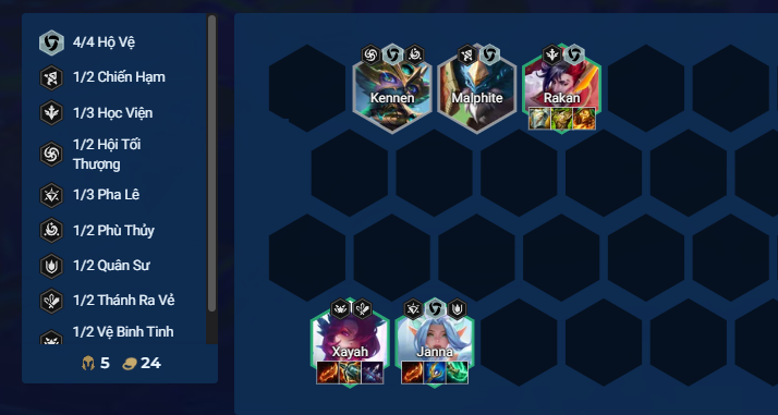 Đầu game đội hình Xayah Hộ Vệ