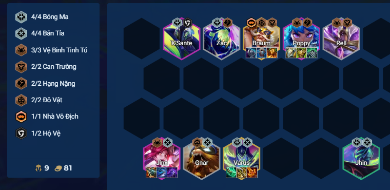 Đội hình Jinx Bóng Ma với các tướng chủ lực
