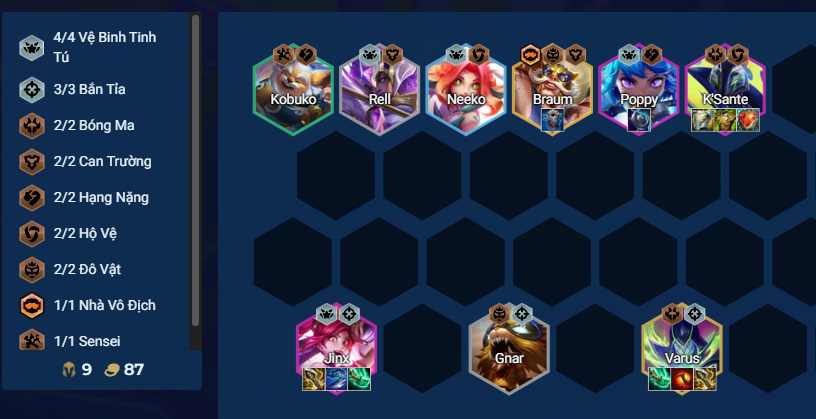 Đội hình Jinx K'Sante DTCL Mùa 15 Đội hình Jinx K'Sante trong DTCL Mùa 15