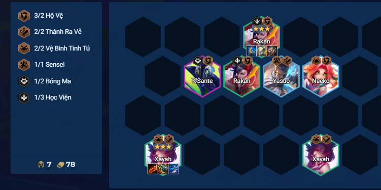 Bố trí đội hình Xayah Rakan giữa game