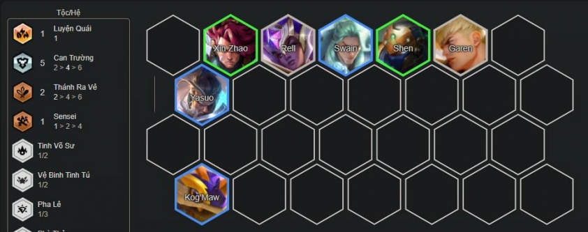 Giai đoạn giữa game đội hình Yasuo Tường Gió