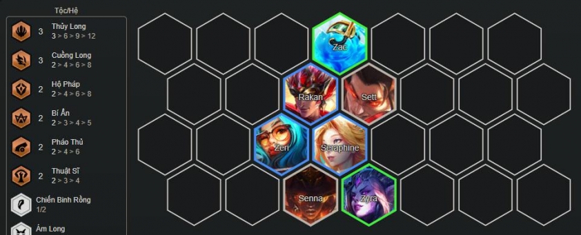 Giữa game đội hình Seraphine Graves Roll chậm ở cấp 7 để lên 3 sao cho Seraphine, Zeri