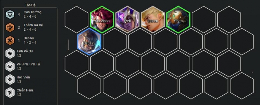 Giai đoạn đầu game đội hình Yasuo Tường Gió