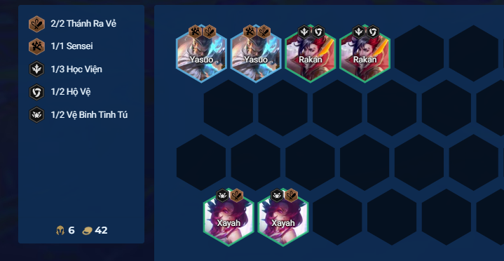 Đội hình giữa game Xayah Rakan DTCL Mùa 15
