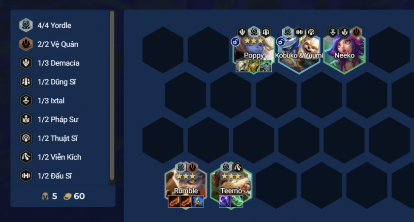 Cách chơi đội hình Rumble Pháo Kích Tầm Xa DTCL Mùa 16 Đội hình đầu game với lõi Pháo Kích Tầm Xa