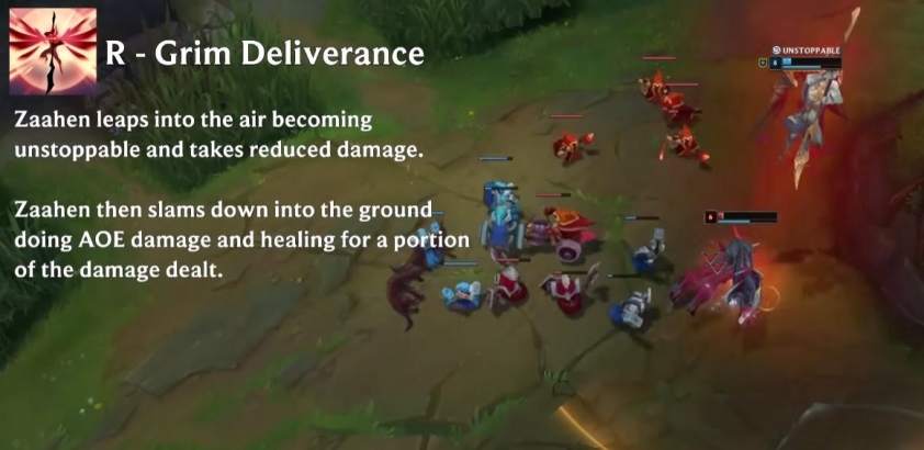 Zaahen nhảy lên và dậm đất gây sát thương, hồi máu