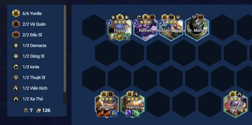 Cách chơi đội hình Rumble Pháo Kích Tầm Xa DTCL Mùa 16 Giữa game nâng cấp tướng Yordle