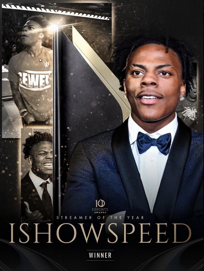 Streamer nổi bật tại Esports Awards 2025 IShowSpeed streamer của năm