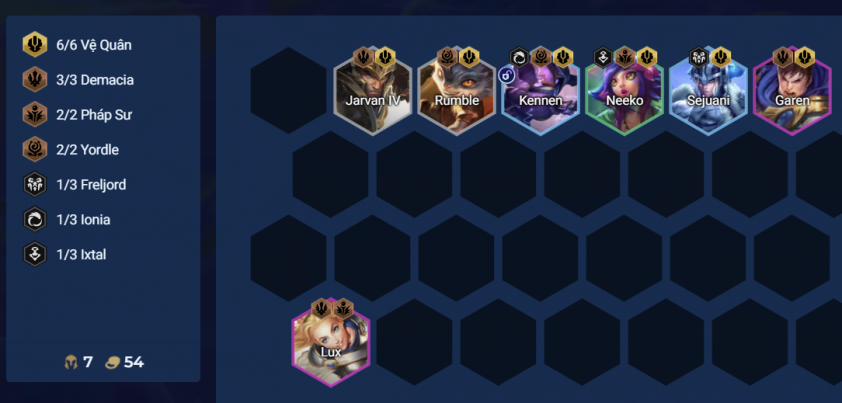 Giai đoạn giữa game đội hình Vệ Quân