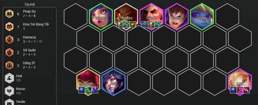 Đội hình Lux Pháp Sư với các tướng